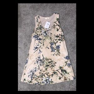 JELLA C. Blush-Lace up Floral Dress